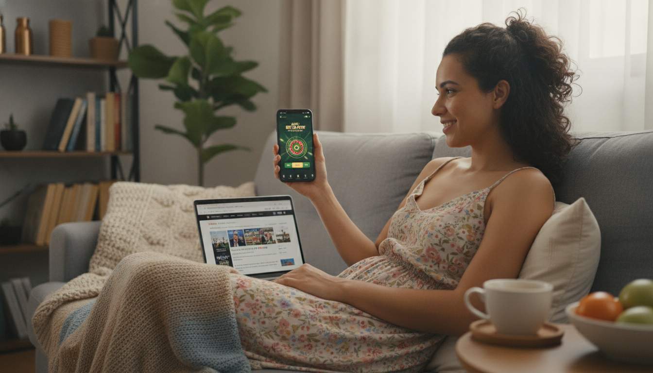 Mulher brasileira utilizando o aplicativo Bet da Sorte