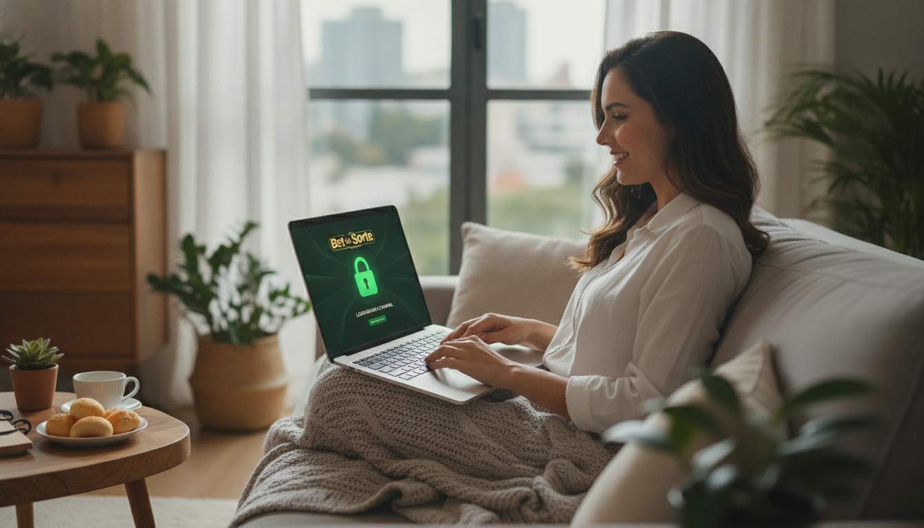 Imagem de uma mulher brasileira usando um computador em casa